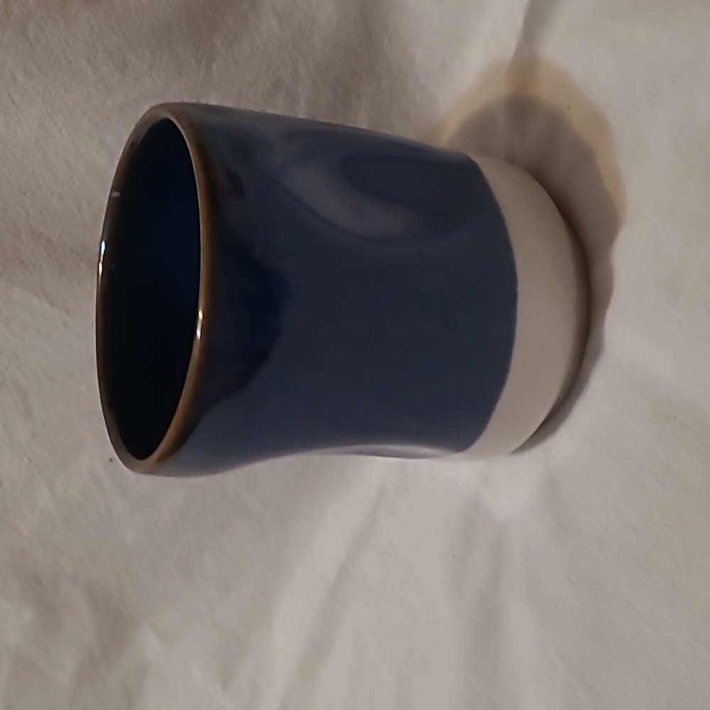 Starbucks 2008 Blue Pinched Coffee Mug No Handle, 2Toned, Stoneware